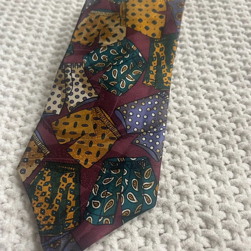 Mario Valentino‎ burgundy maroon necktie boxers vintage 100% silk